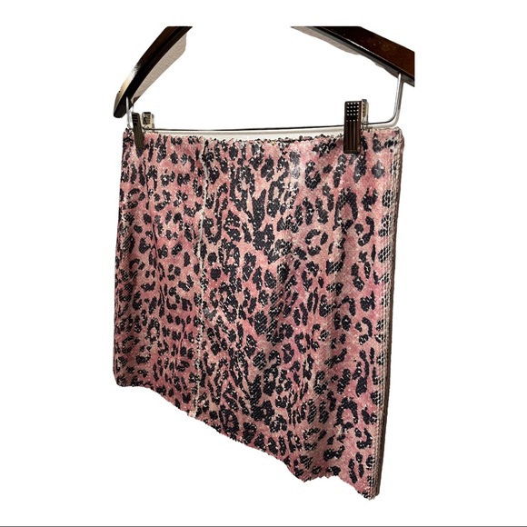 FREE PEOPLE PINK CHEETAH SEQUINED MINI SKIRT NEW WITH TAG SIZE 2 - Picture 5 of 16